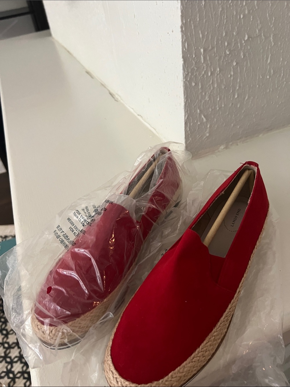 Lands' End Red Espadrille Slip-On Flats